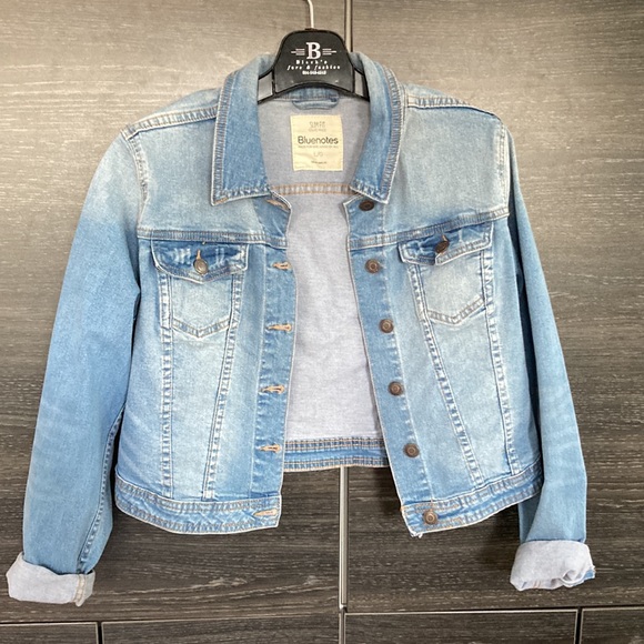 Artisan Hand Painted Blue Notes Cropped Jean Jacket Abstract Heart Acryl… - Picture 4 of 12